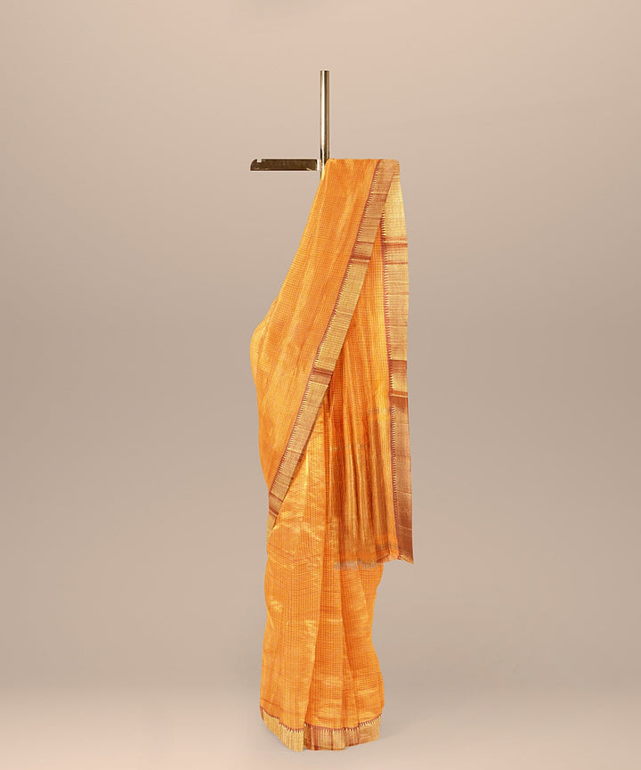 Light orange handwoven cotton mangalagiri saree