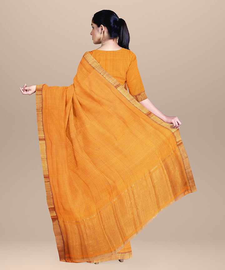 Light orange handwoven cotton mangalagiri saree