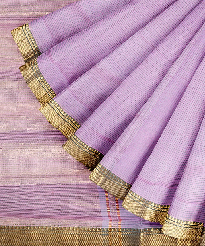 Purple light handwoven mangalagiri cotton saree