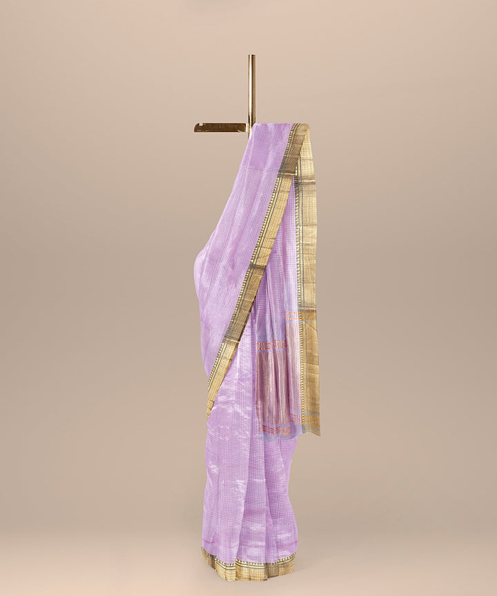 Purple light handwoven mangalagiri cotton saree