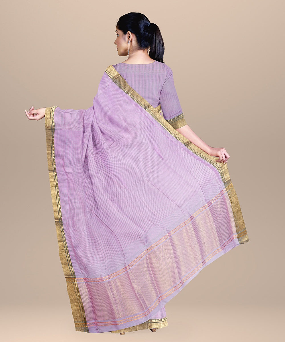 Purple light handwoven mangalagiri cotton saree