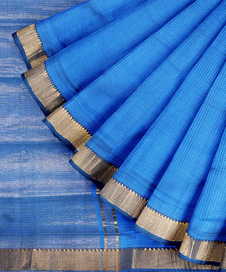 Cyan blue handwoven mangalagiri cotton saree