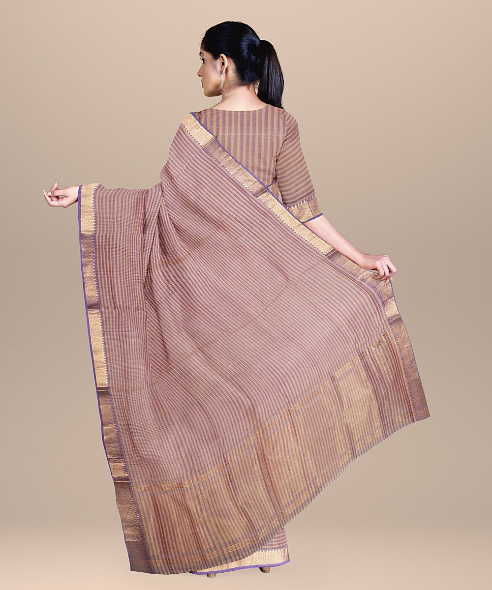 Brown handwoven mangalagiri cotton saree