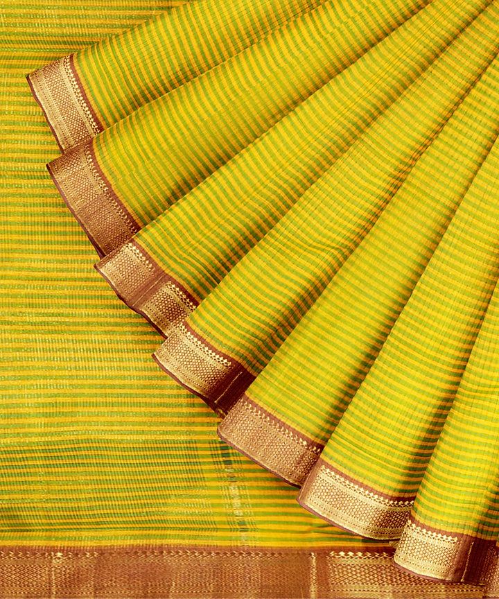 Yellow handwoven mangalagiri cotton saree