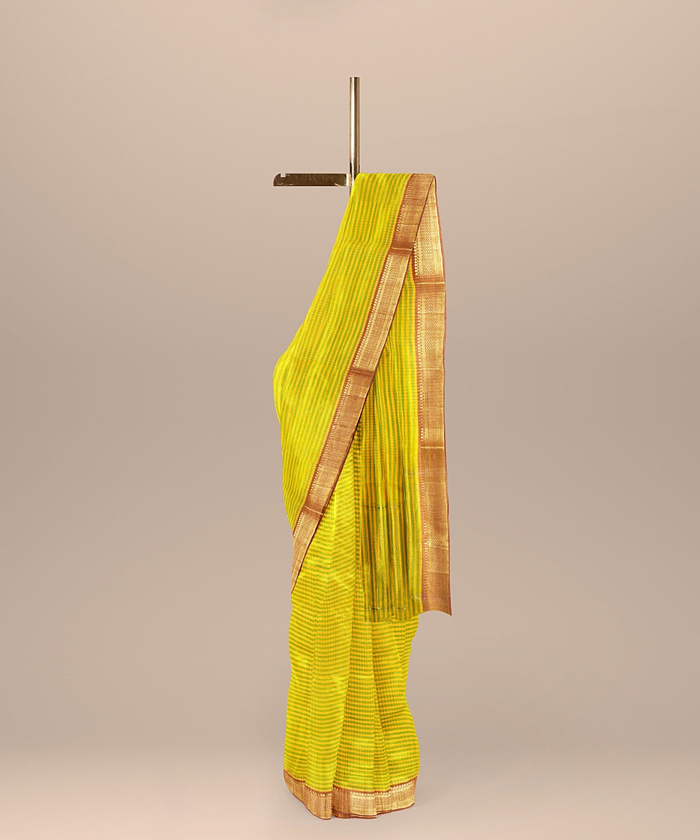 Yellow handwoven mangalagiri cotton saree