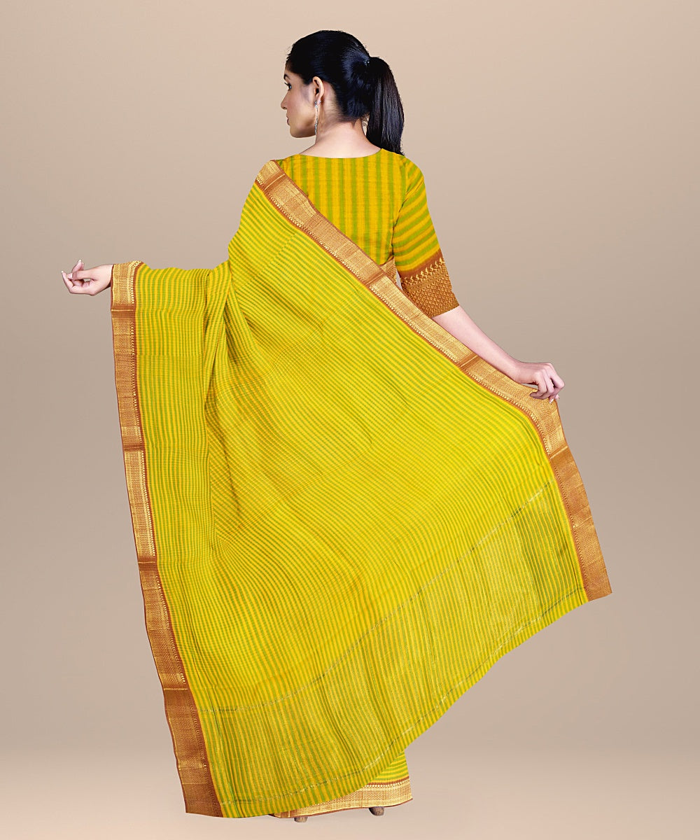 Yellow handwoven mangalagiri cotton saree