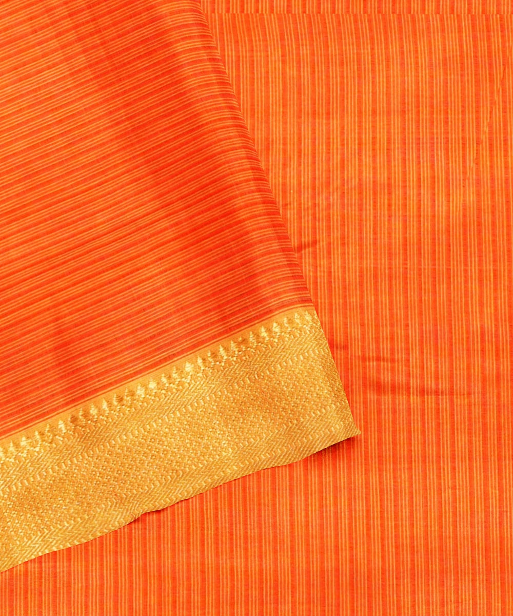 Orange cotton mangalagiri handwoven saree