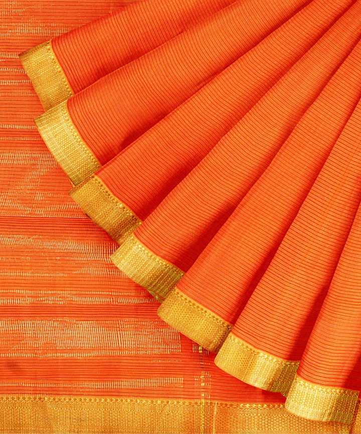 Orange cotton mangalagiri handwoven saree