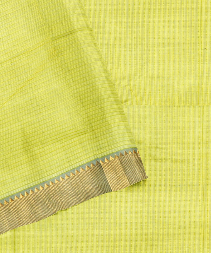 Lime green handwoven mangalagiri cotton saree