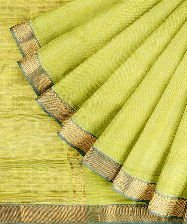 Lime green handwoven mangalagiri cotton saree