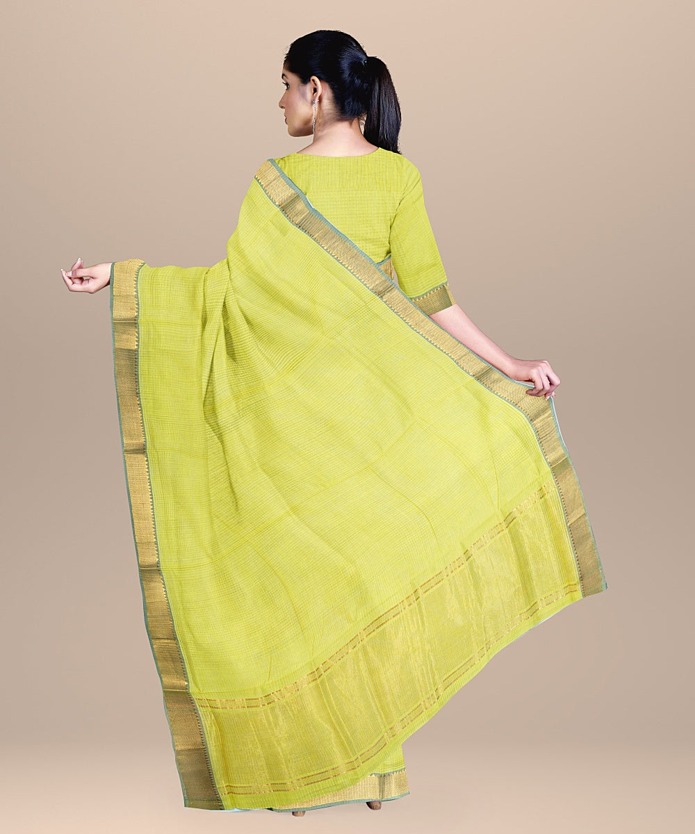 Lime green handwoven mangalagiri cotton saree