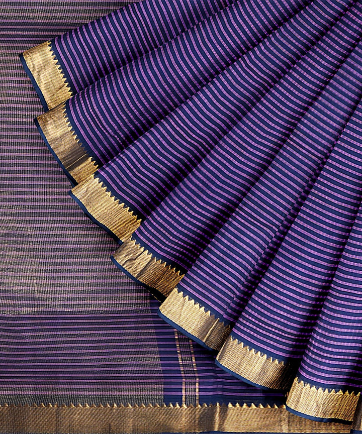 Navy blue cotton handwoven mangalagiri saree