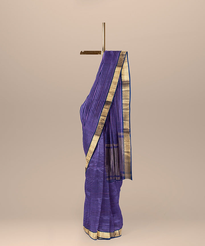 Navy blue cotton handwoven mangalagiri saree