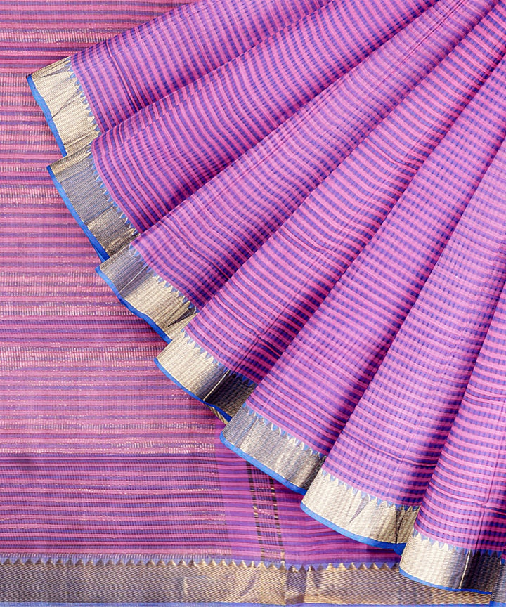 Purple handwoven mangalagiri cotton saree