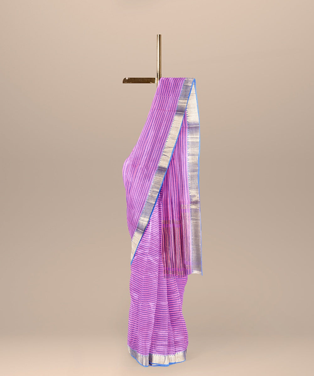 Purple handwoven mangalagiri cotton saree