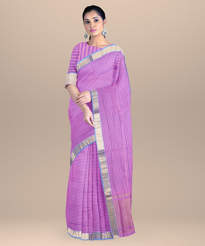 Purple handwoven mangalagiri cotton saree