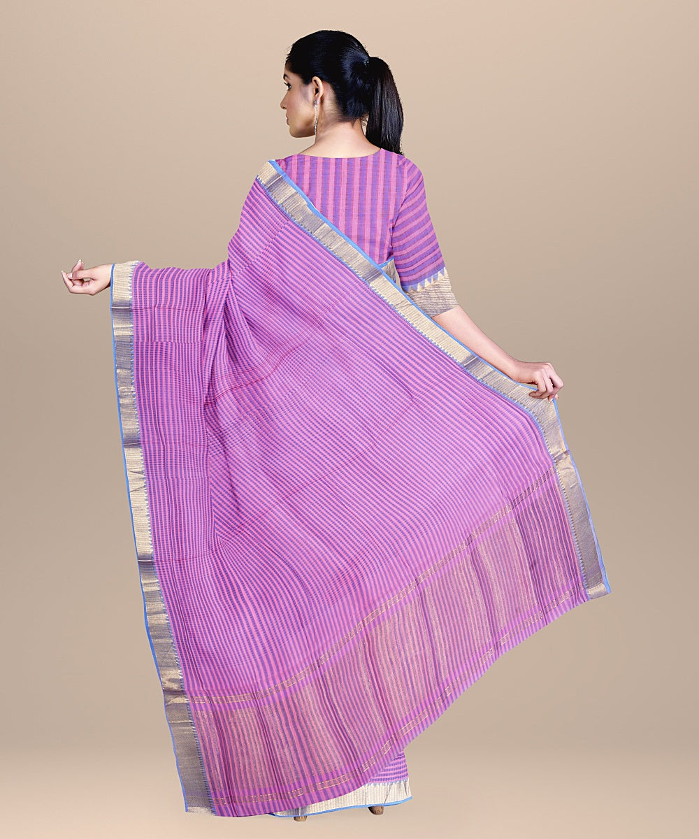 Purple handwoven mangalagiri cotton saree