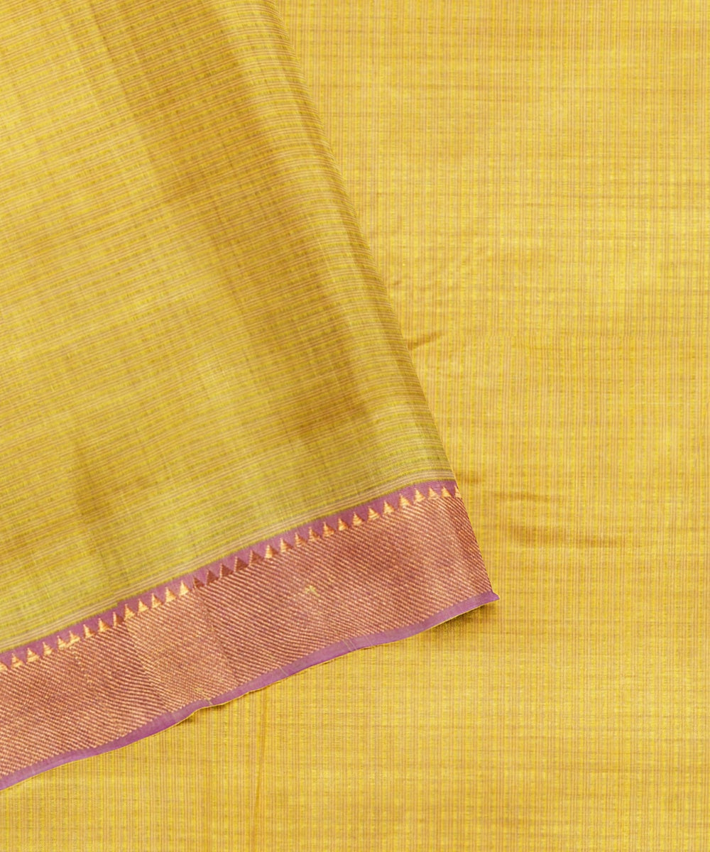 Mustard handwoven mangalagiri cotton saree