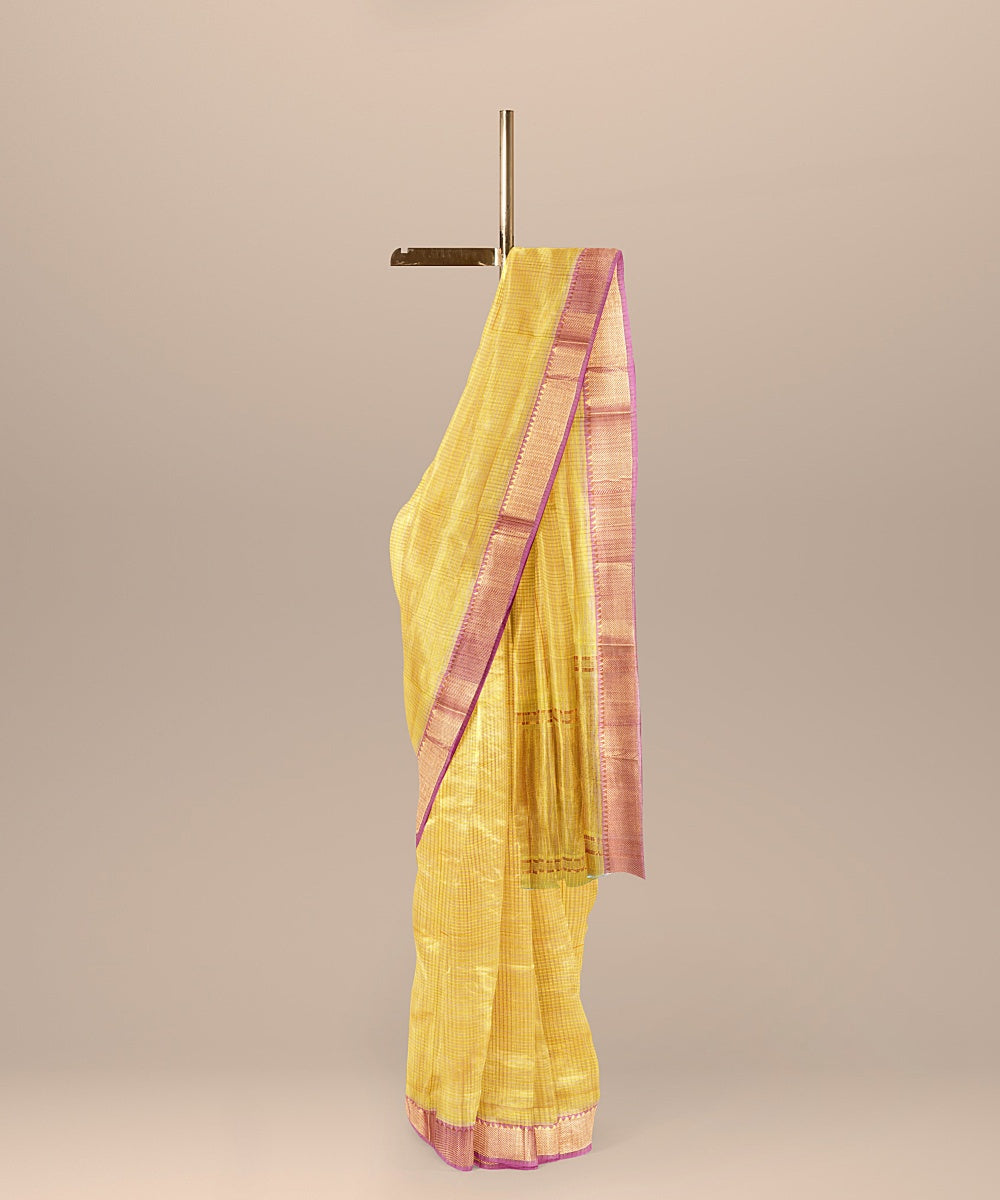 Mustard handwoven mangalagiri cotton saree