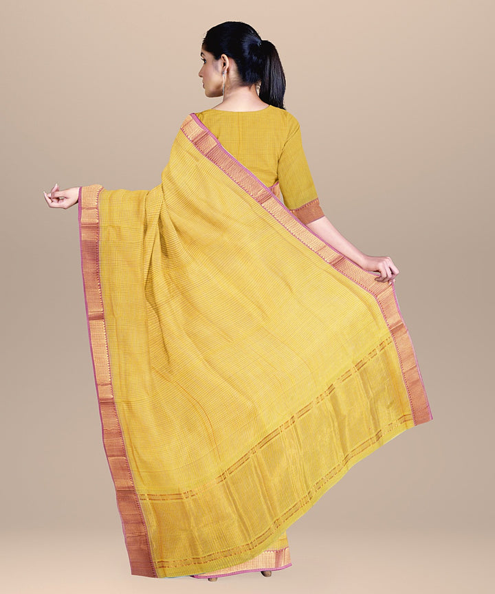 Mustard handwoven mangalagiri cotton saree