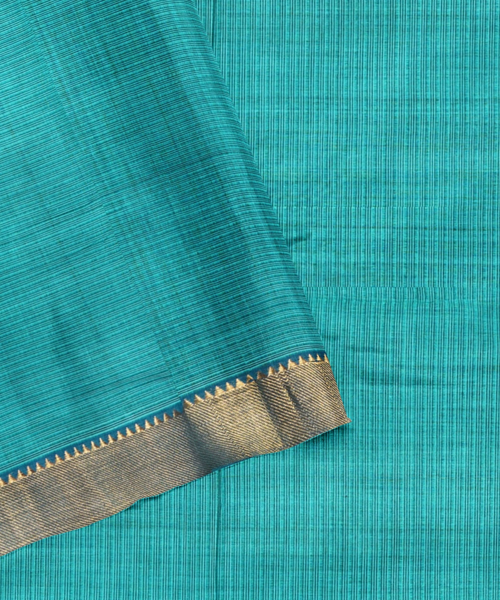 Cyan green handwoven cotton mangalagiri saree