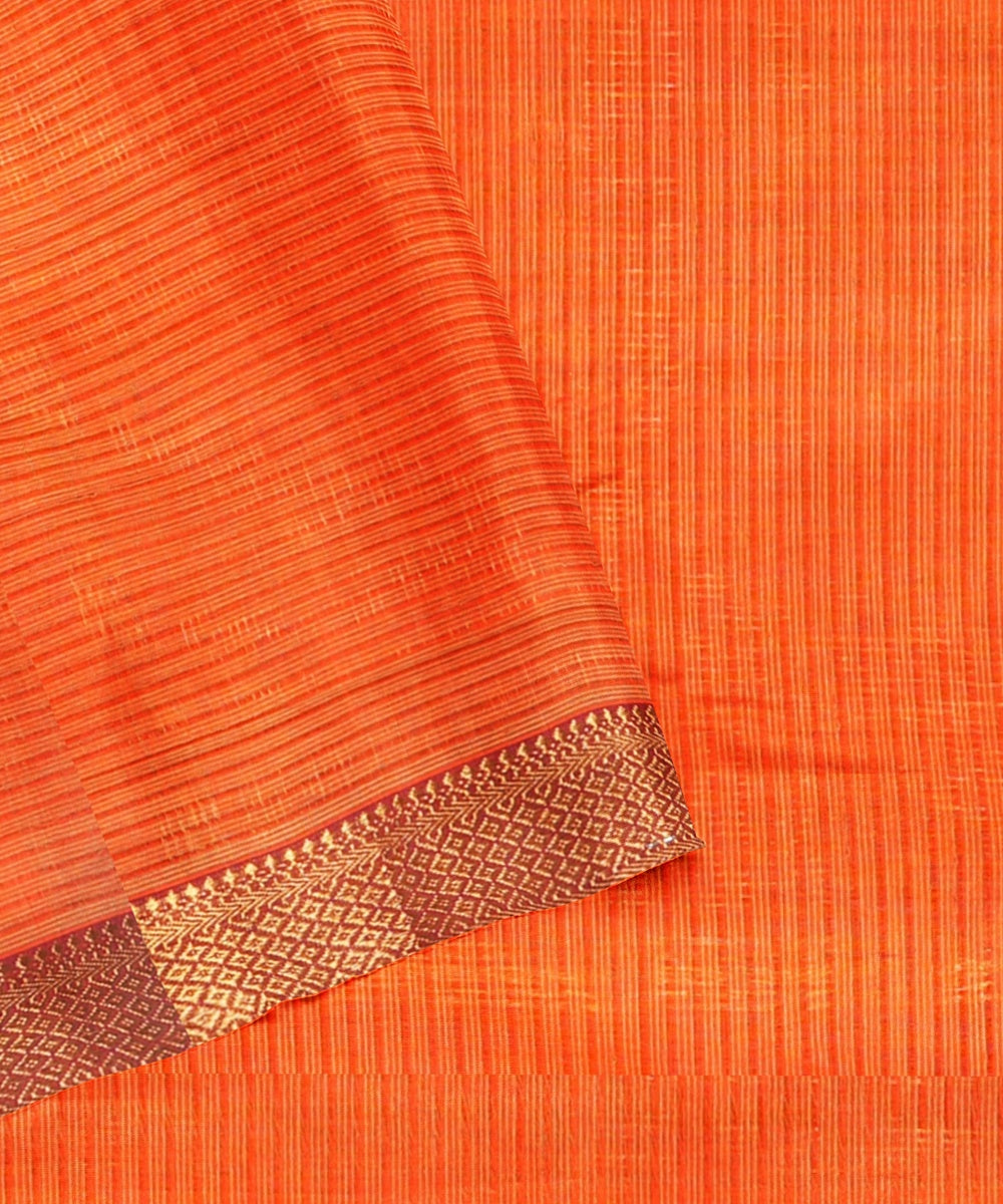 Orange handwoven mangalagiri cotton saree