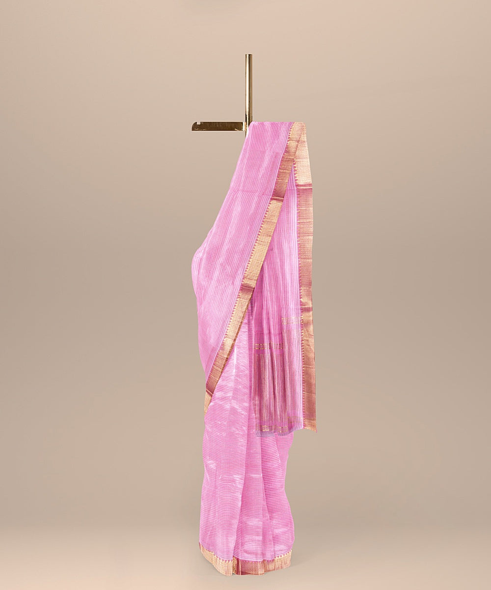 Pink handwoven mangalagiri cotton saree