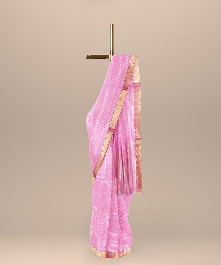 Pink handwoven mangalagiri cotton saree