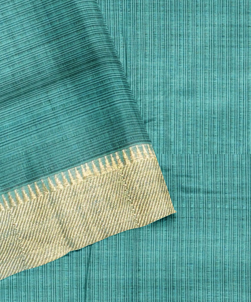 Teal green handwoven mangalagiri cotton saree