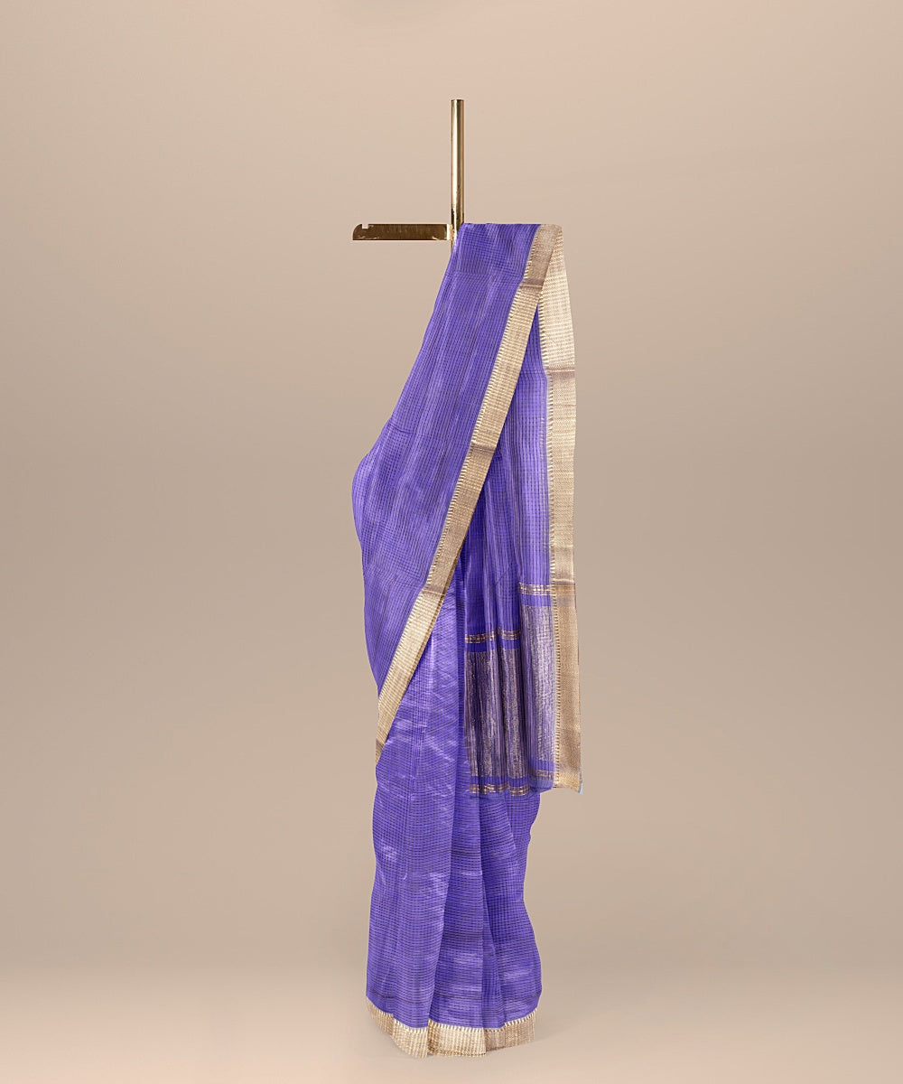 Navy blue handwoven mangalagiri cotton saree