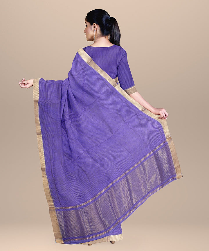 Navy blue handwoven mangalagiri cotton saree