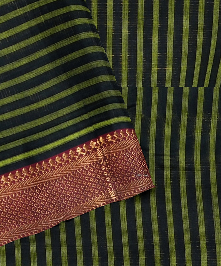 Dark green handwoven mangalagiri cotton saree