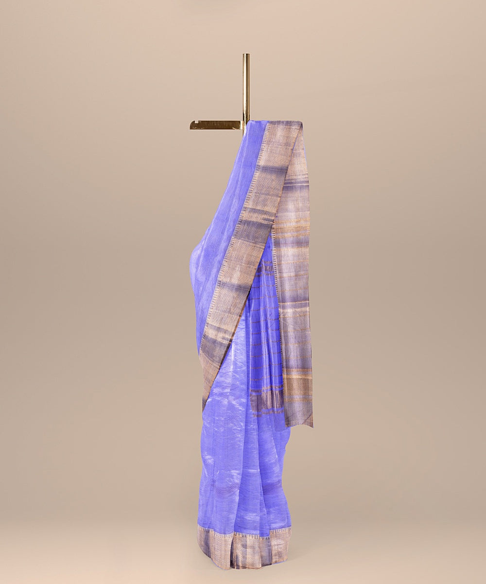 Sky blue handloom mangalagiri cotton silk saree