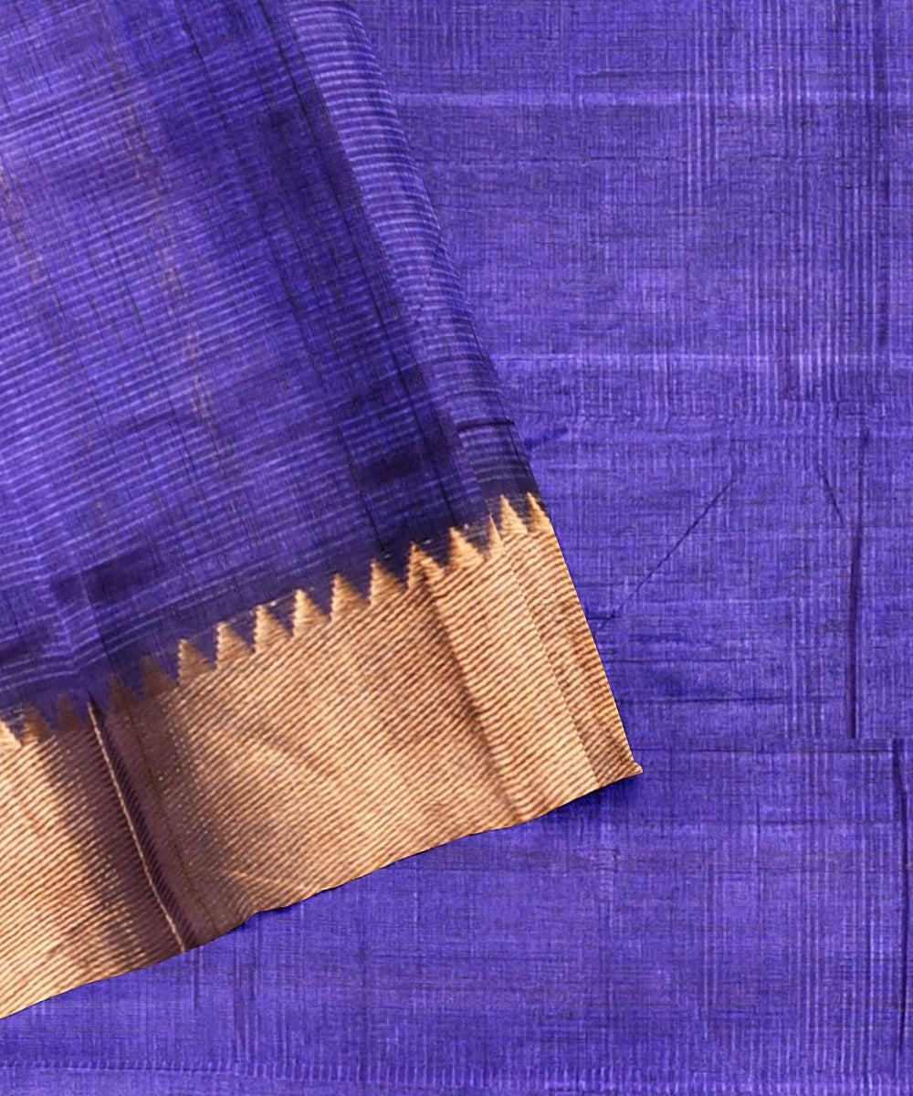 Navy blue mangalagiri handwoven cotton silk saree