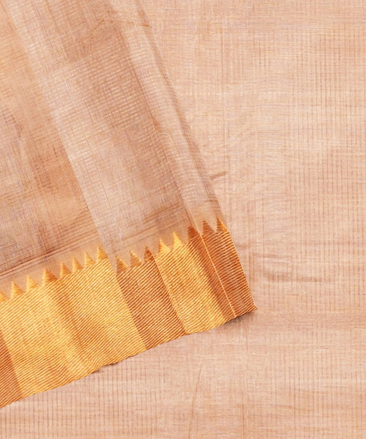 Beige cross color handwoven mangalagiri cotton silk saree