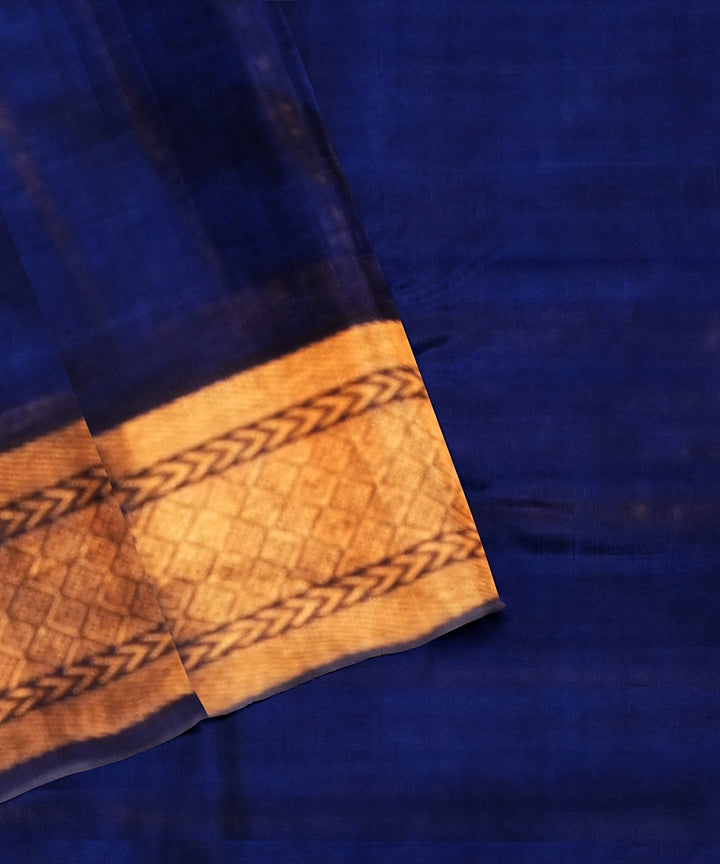 Navy blue handwoven cotton silk mangalagiri saree