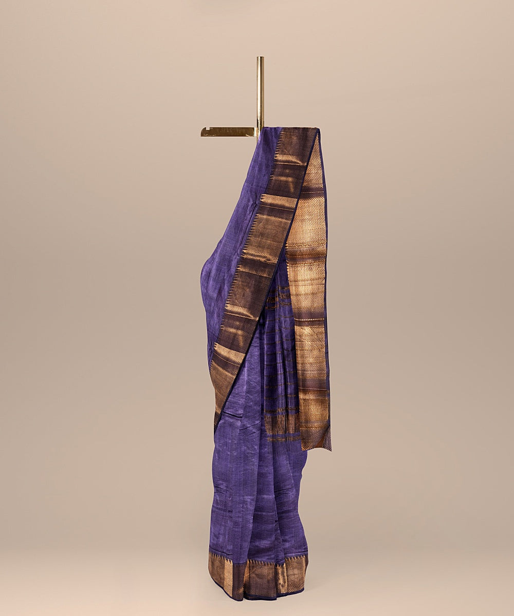 Cyan blue mangalagiri handwoven cotton silk saree