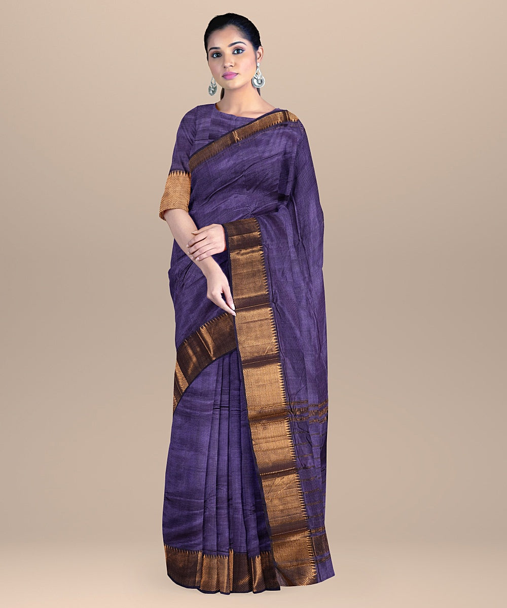 Cyan blue mangalagiri handwoven cotton silk saree