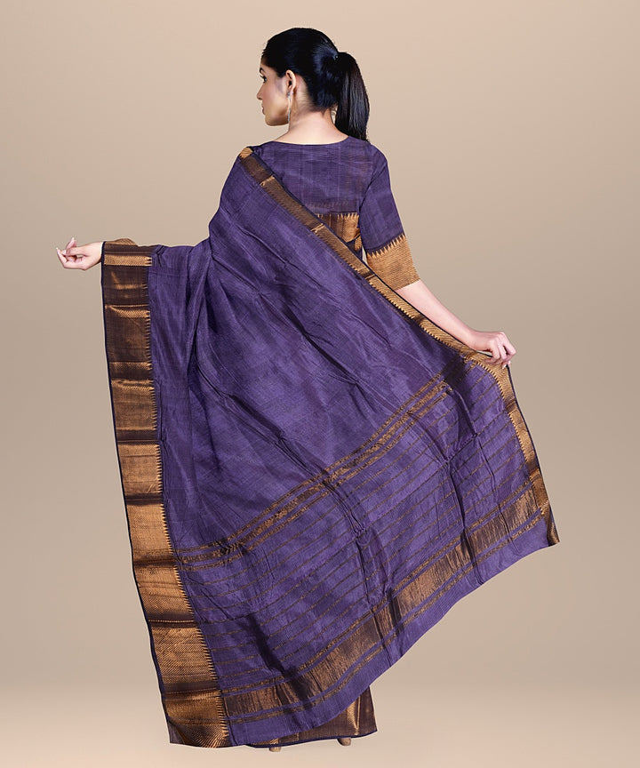 Cyan blue mangalagiri handwoven cotton silk saree