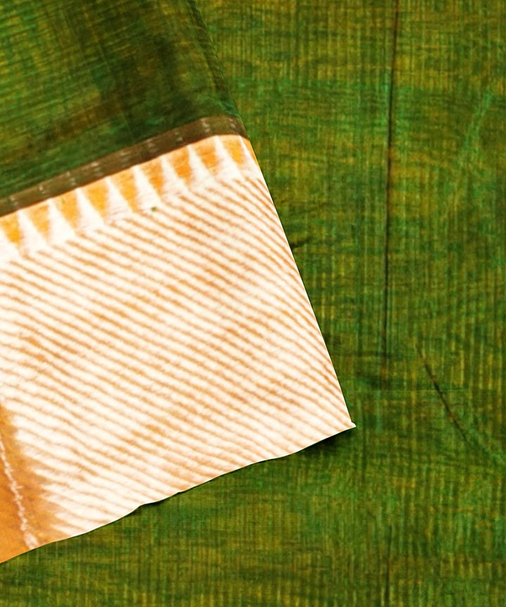 Yellow green handwoven mangalagiri cotton silk saree