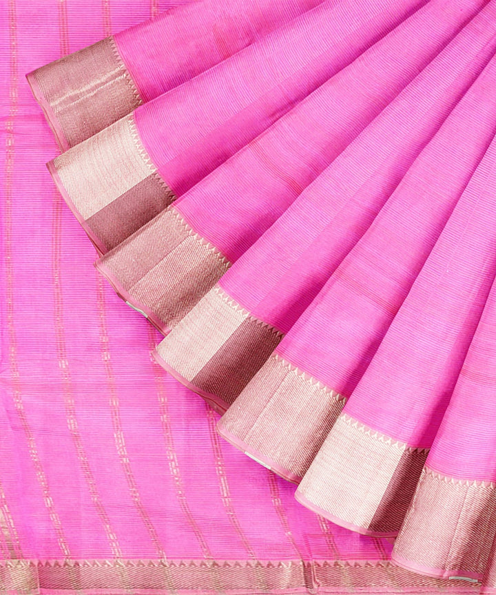 Pink handloom mangalagiri cotton silk saree