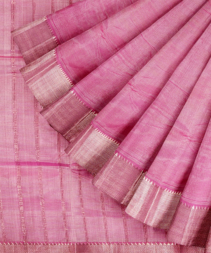 Pink handwoven mangalagiri cotton silk saree