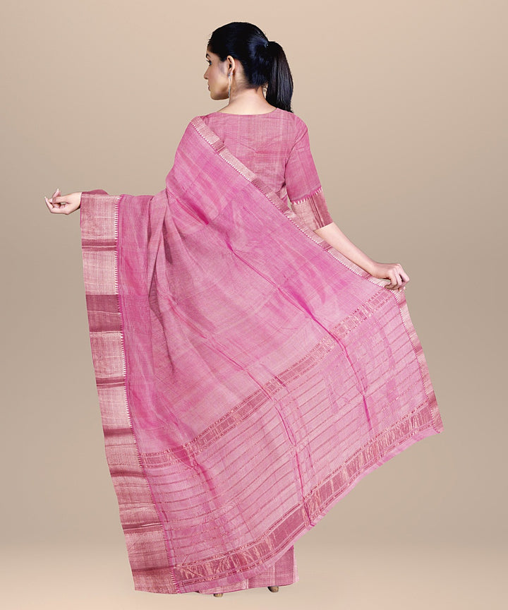 Pink handwoven mangalagiri cotton silk saree