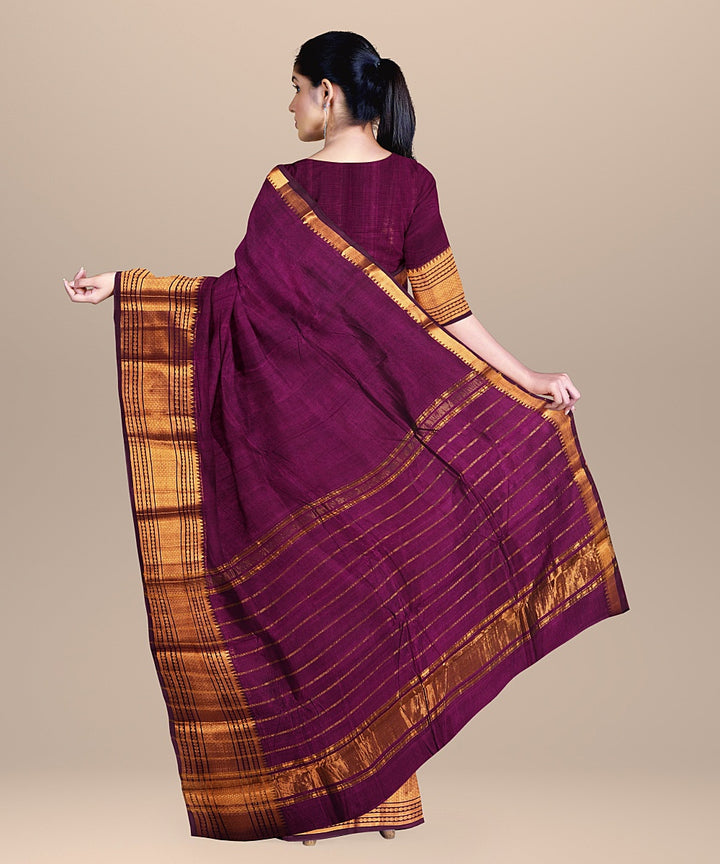 Purple mangalagiri handwoven cotton silk saree