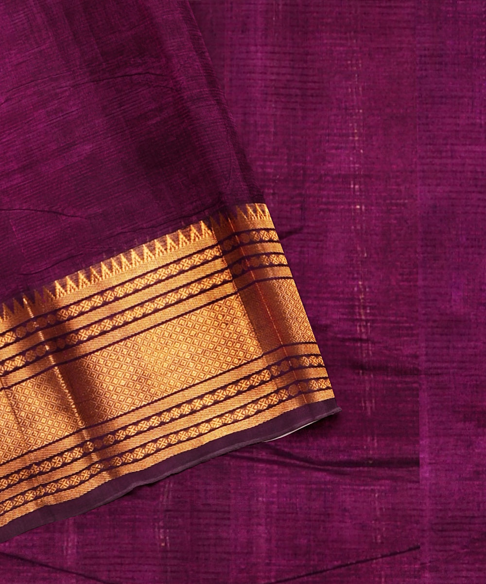 Purple mangalagiri handwoven cotton silk saree