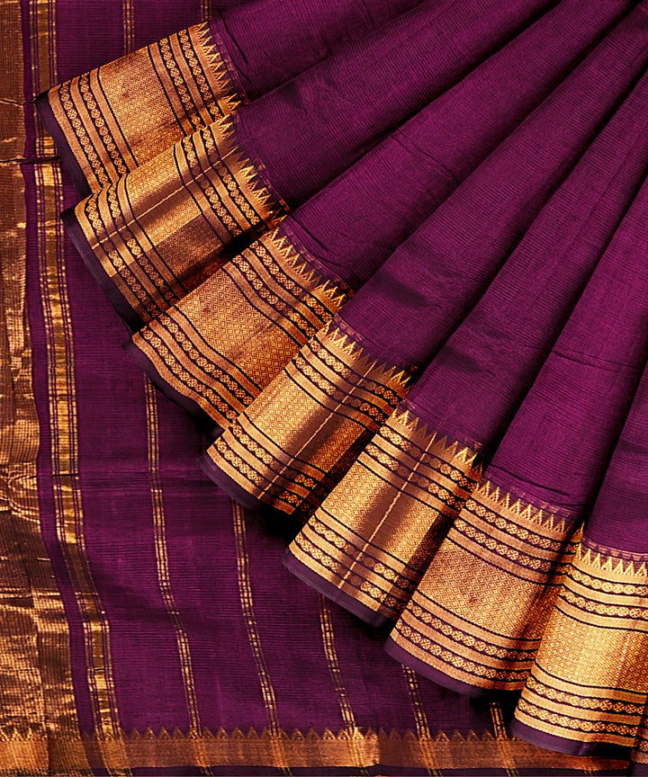 Purple mangalagiri handwoven cotton silk saree