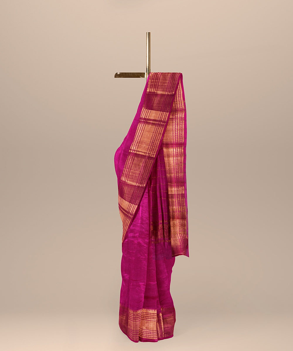 Brown handwoven cotton silk mangalagiri saree