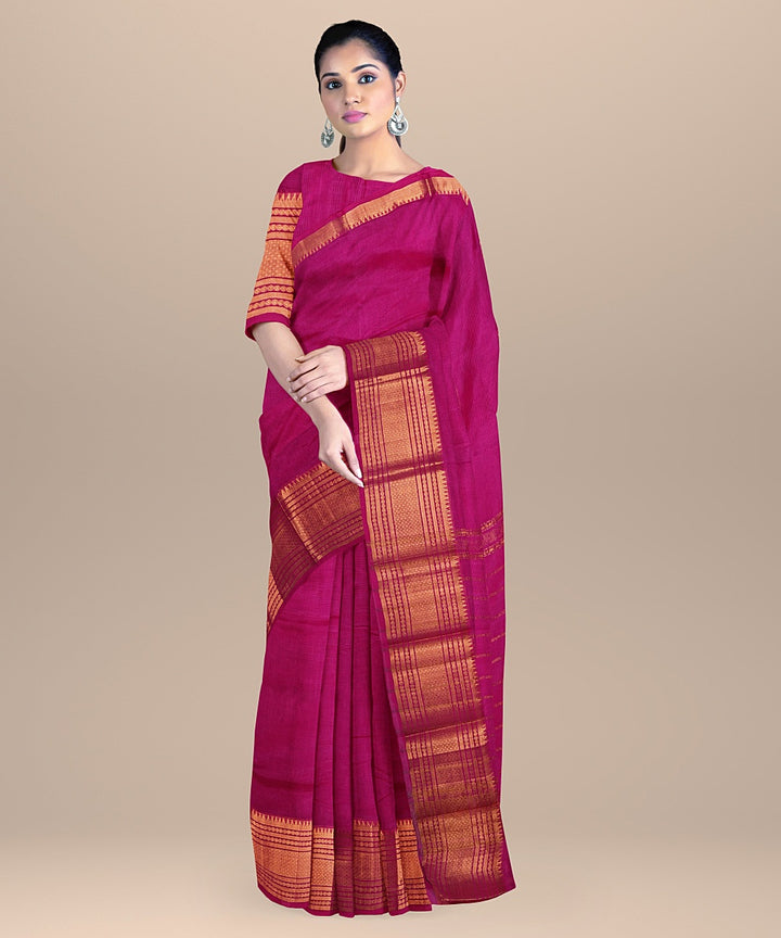 Brown handwoven cotton silk mangalagiri saree