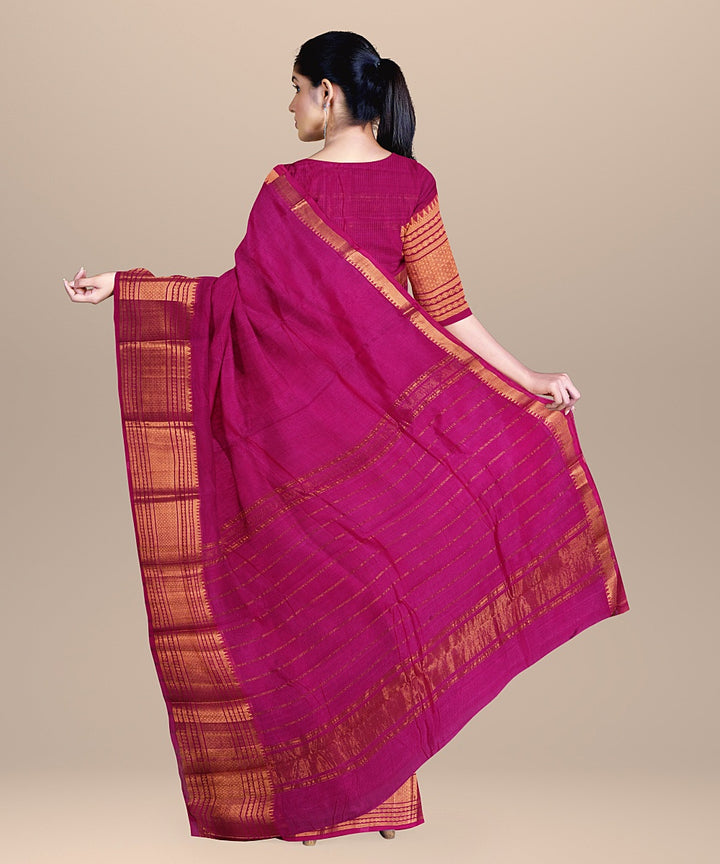 Brown handwoven cotton silk mangalagiri saree