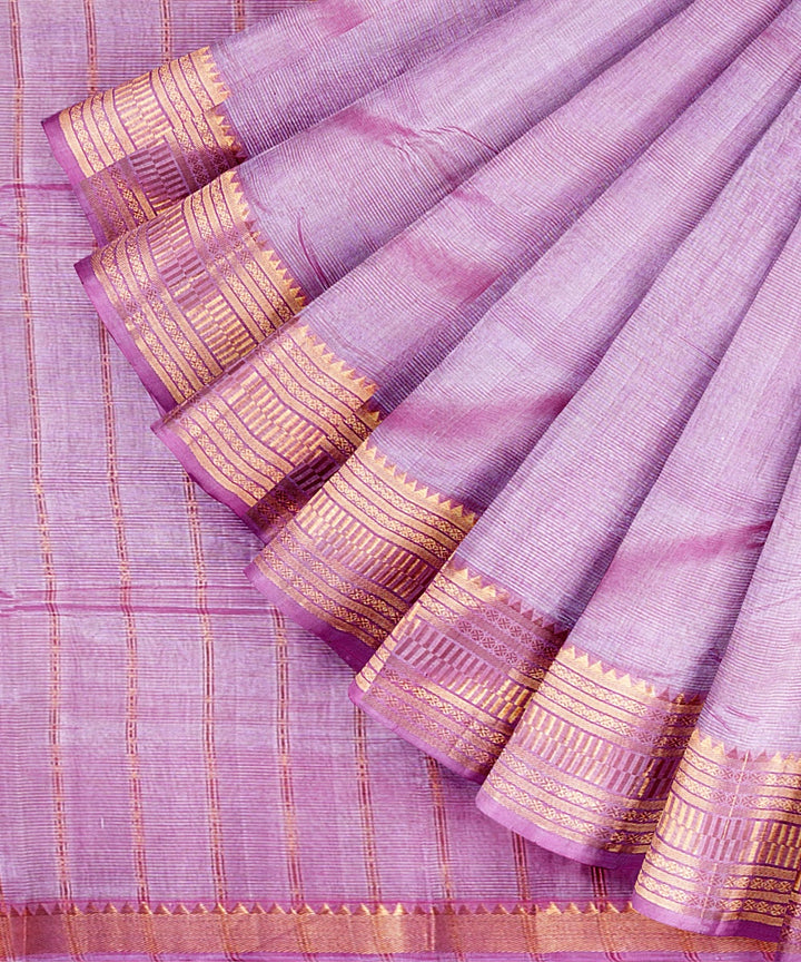 Light purple handwoven mangalagiri cotton silk saree